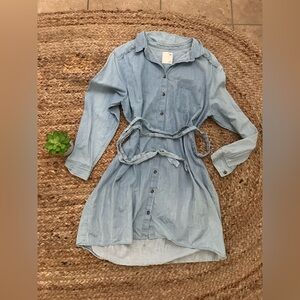 DENIM BELTED MINI DRESS